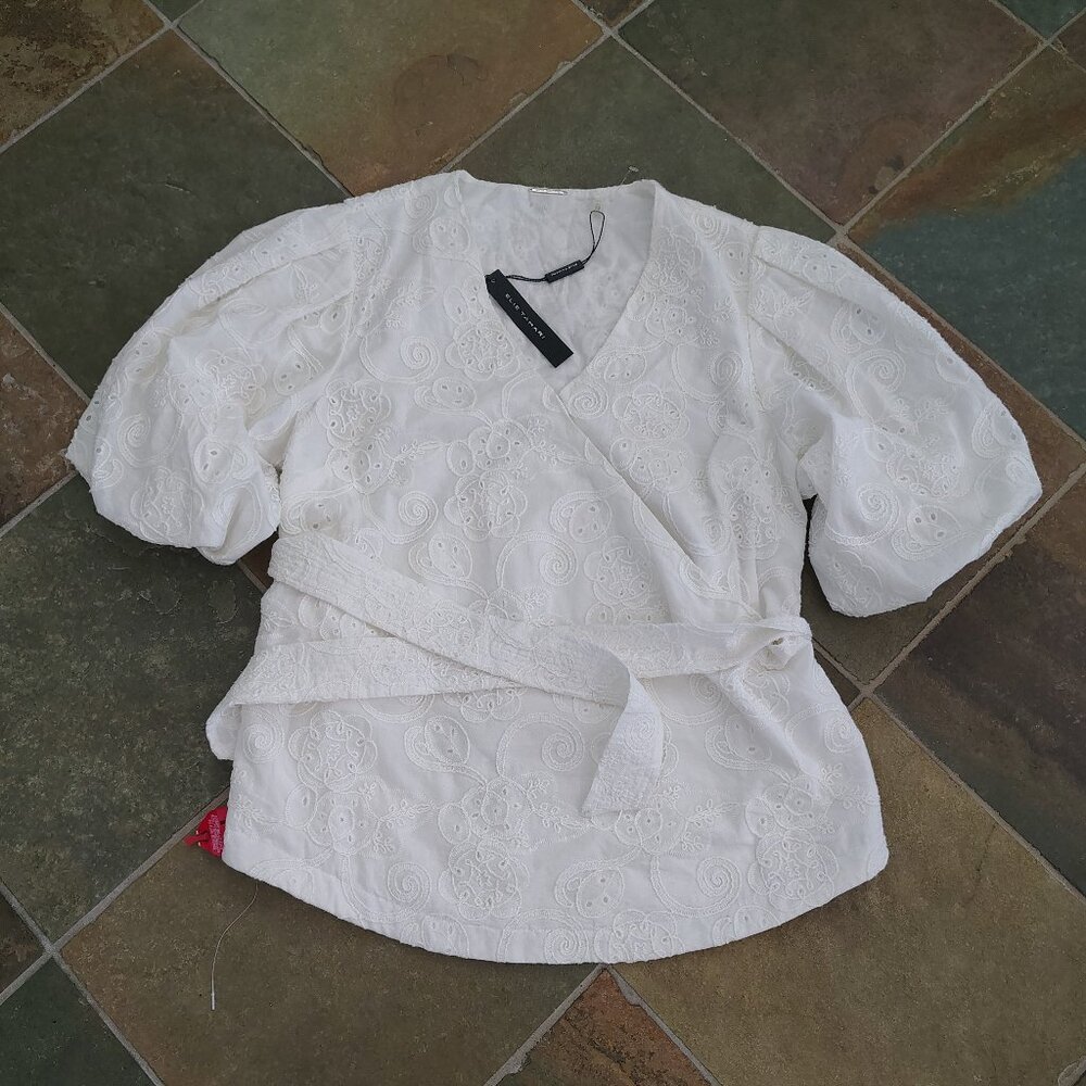 New Elie Tahari Wrap Front Blouse Top - Picture 4 of 13